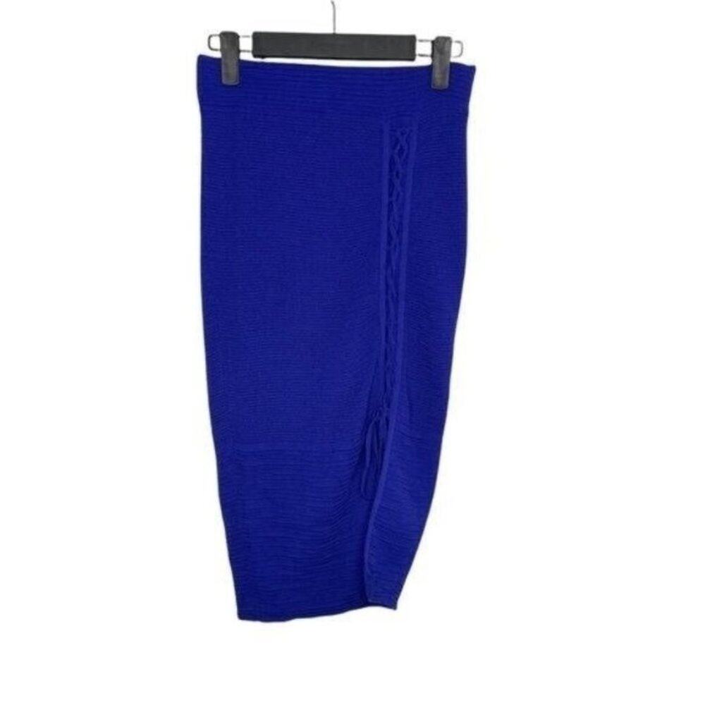 Rachel Rachel Roy Womens Skirt Size XS Blue Midi Pullover Fitted Casual Lace Up